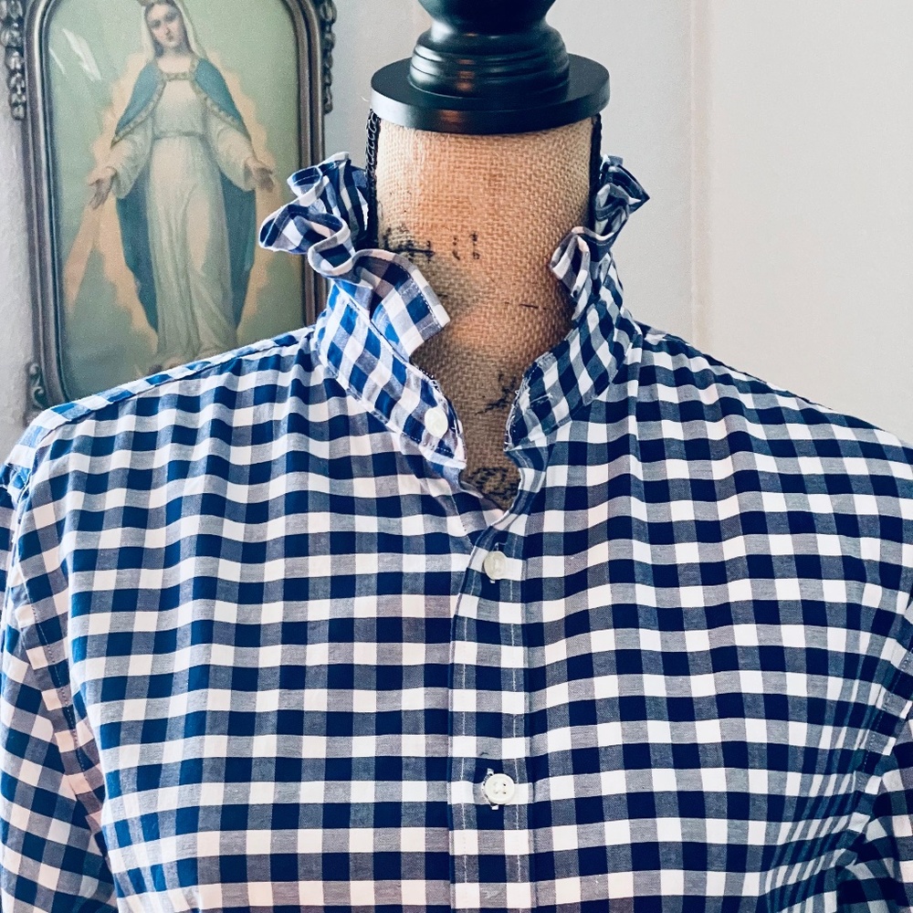 Tommy Hilfiger Reworked Navy Blue and White Check Shirt